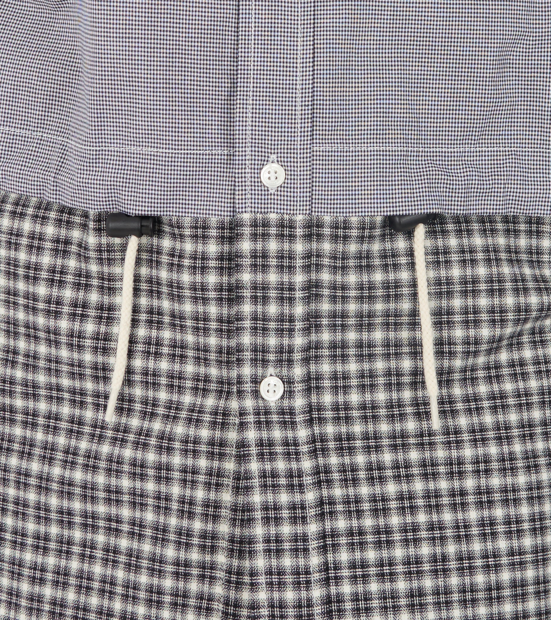 Checkered Drawstring Shirt Black/White