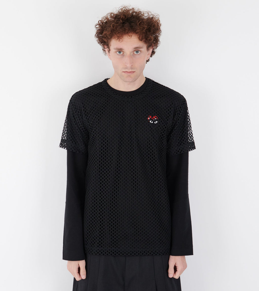 U Black Heart Mesh T-shirt Black