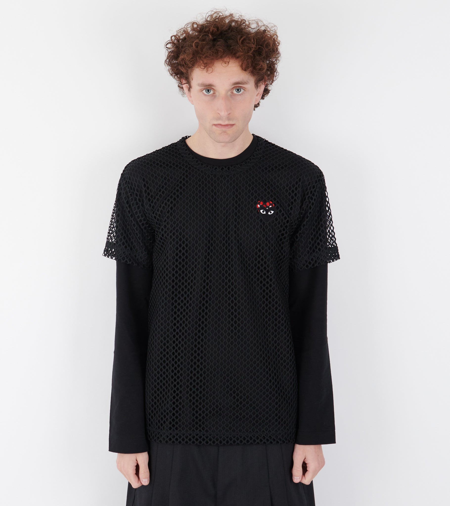 U Black Heart Mesh T-shirt Black