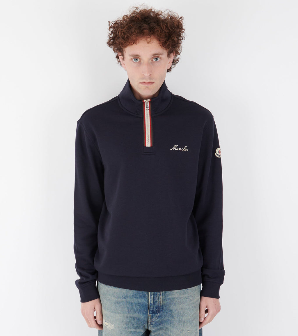 Embroidered Logo Polo T-neck Sweatshirt Navy