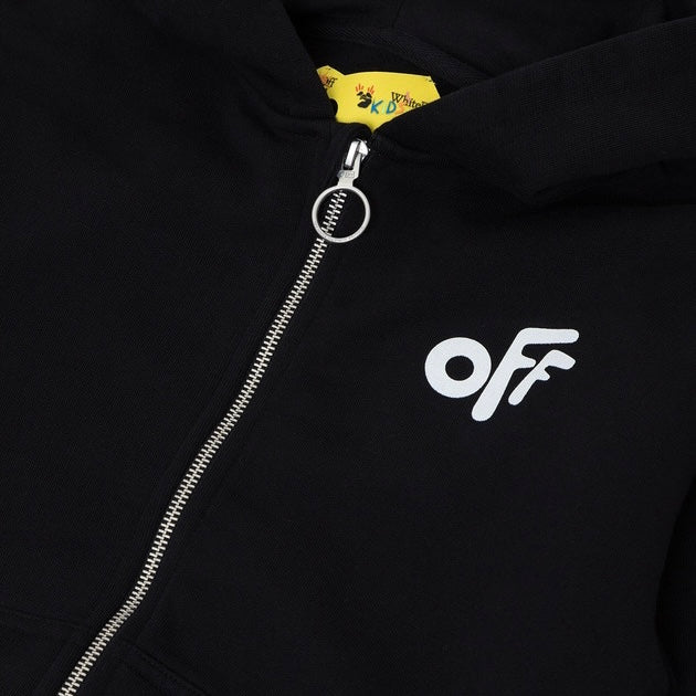 Kids Off-White Logo Printed Zipped Hoodie