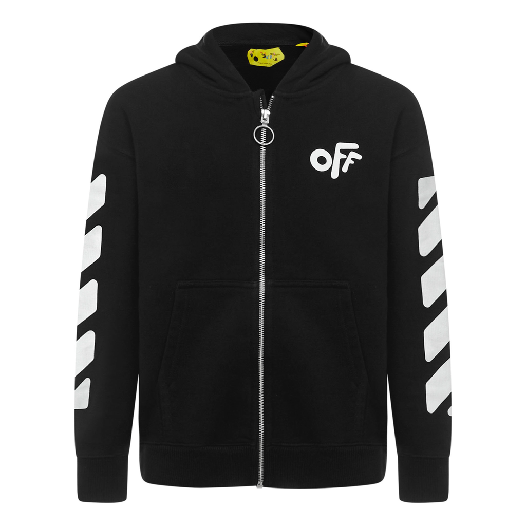 Kids Off-White Logo Printed Zipped Hoodie