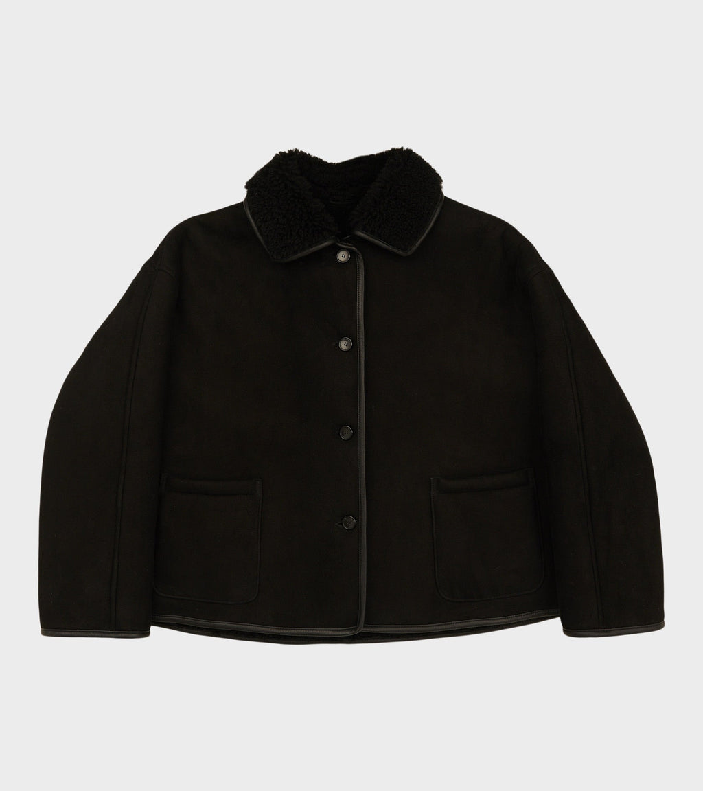 Suede Back Curly Hair Avis Jacket Black