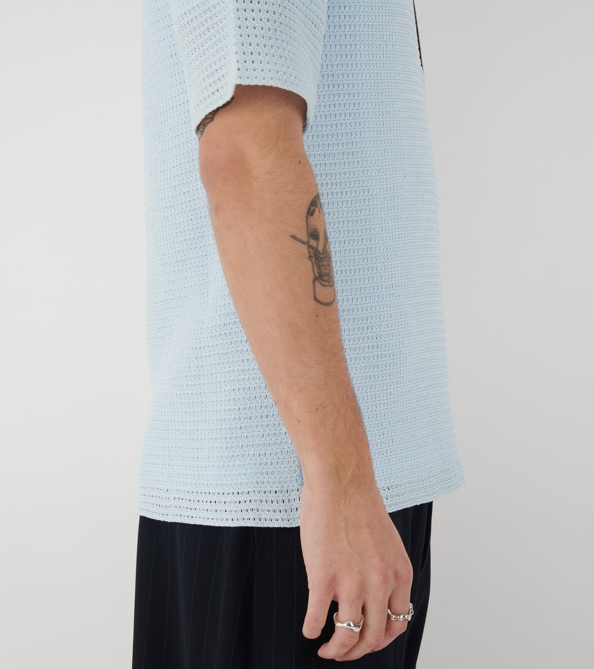 Knit Polo T-shirt Sky Blue/Earth Brown