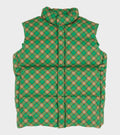 Cotton Down Vest Green Plaid