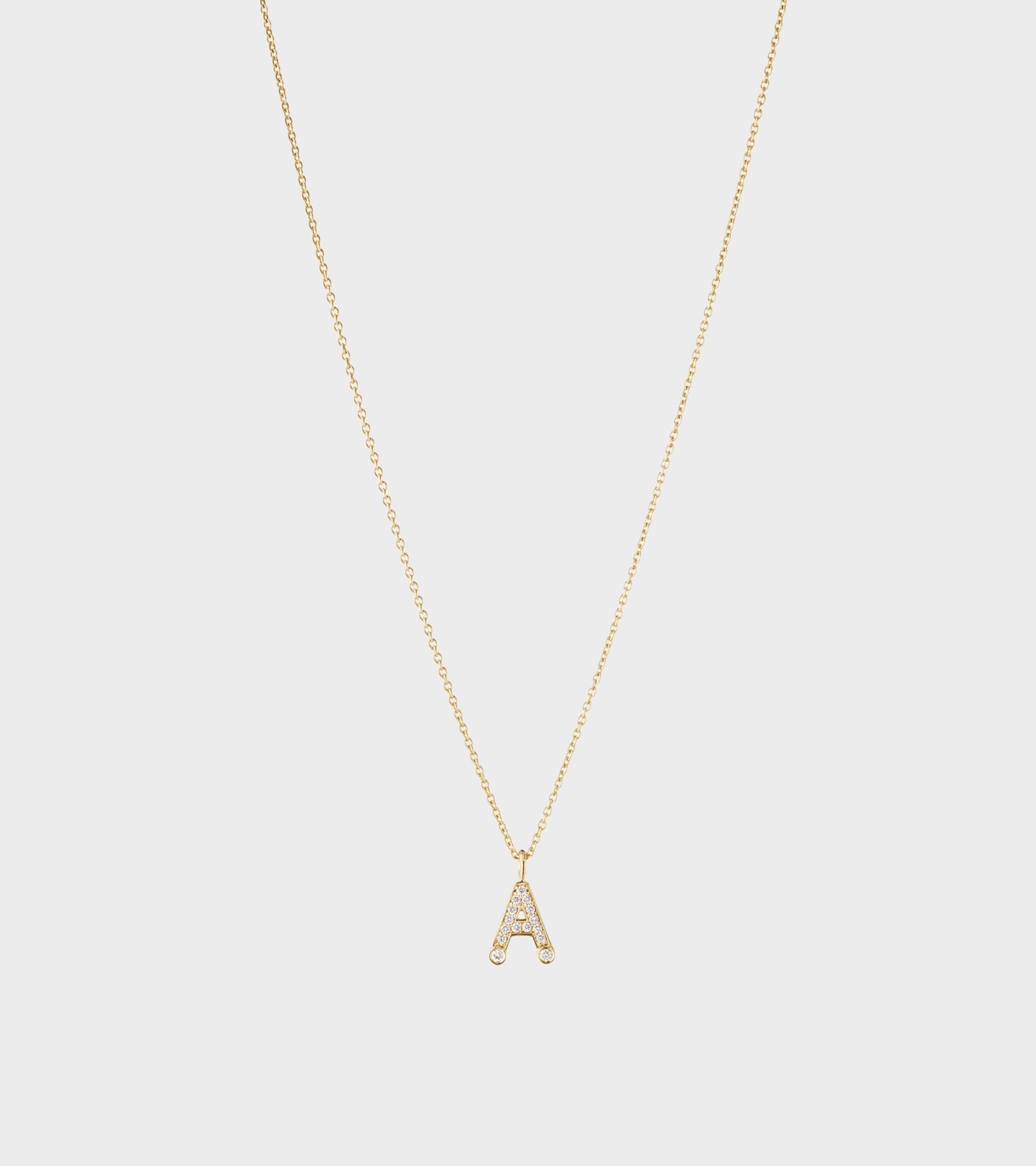 Simple A Necklace Gold