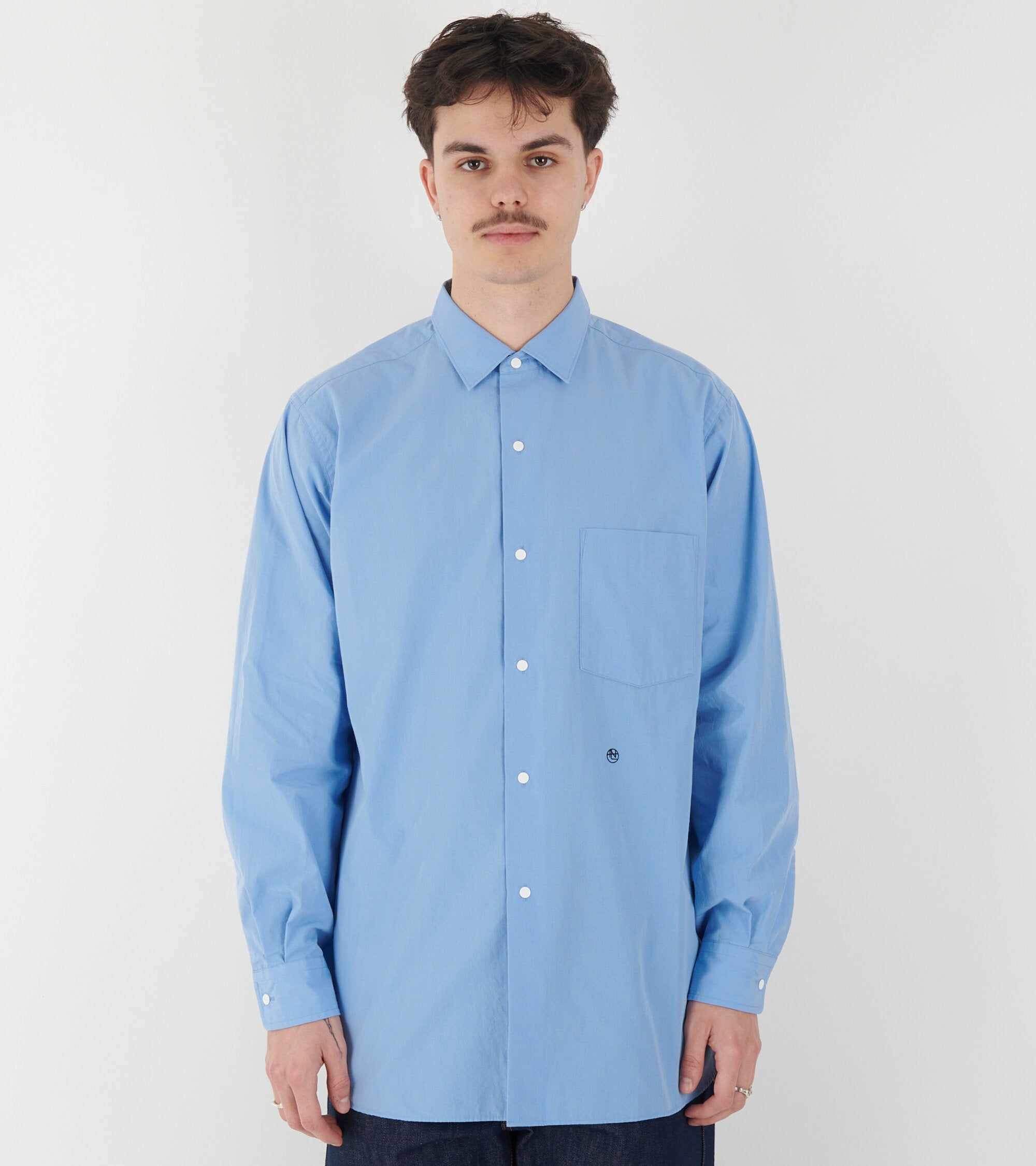 Regular Collar Wind Shirt Sax