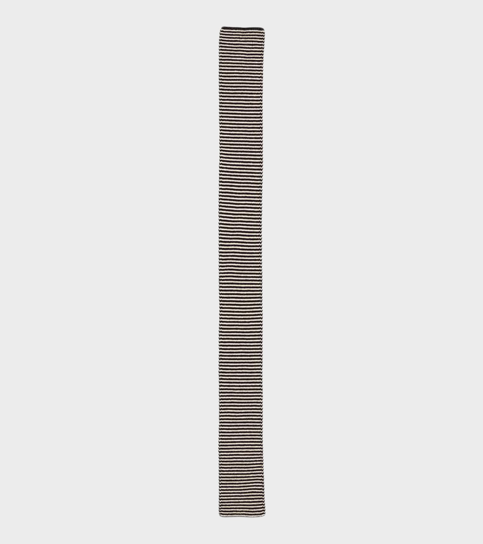 Small Thin Stripe Gartner Stitch Scarf Black/Oatmeal