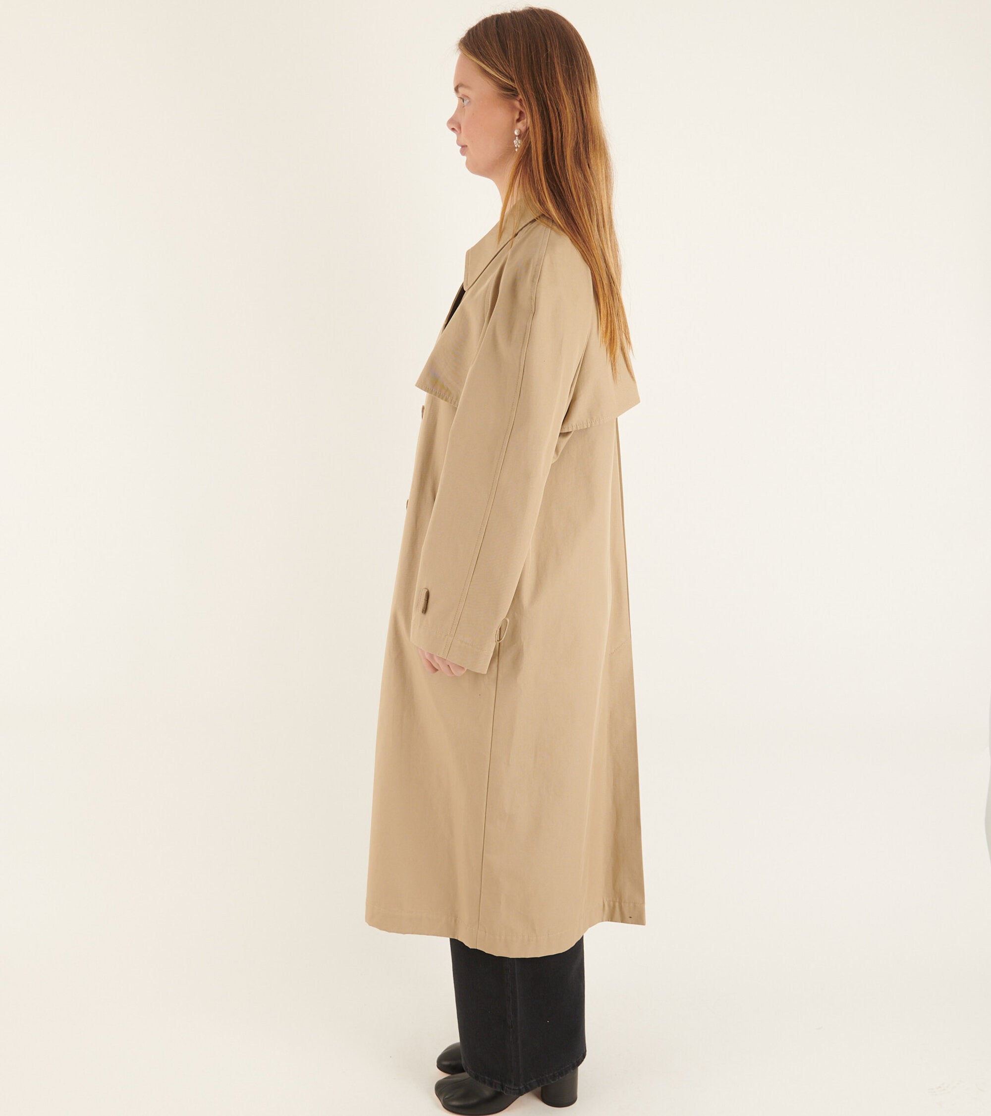 Oversize Two Tone Trench Coat Beige