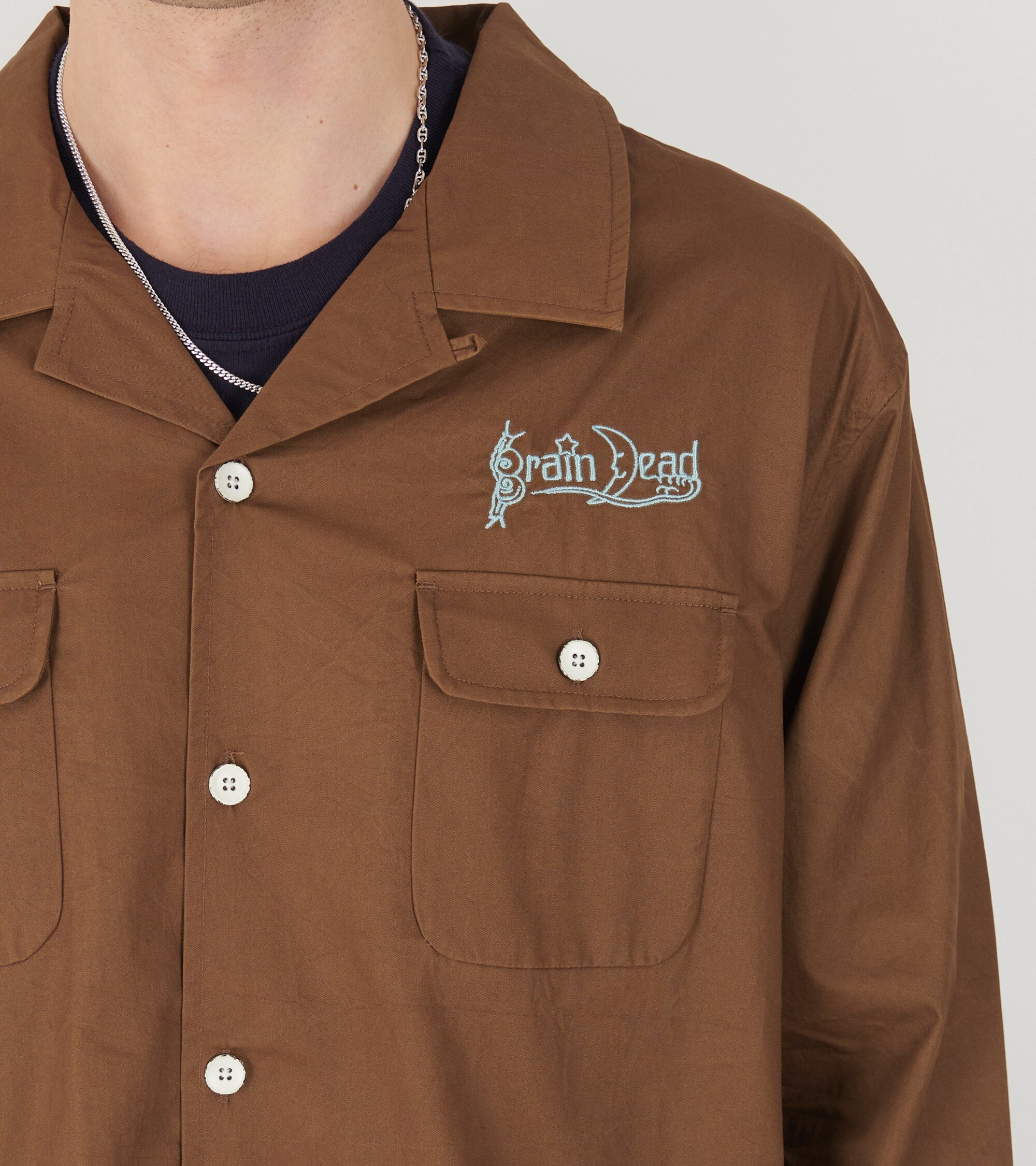 Poplin Camp Collar Shirt Chocolate