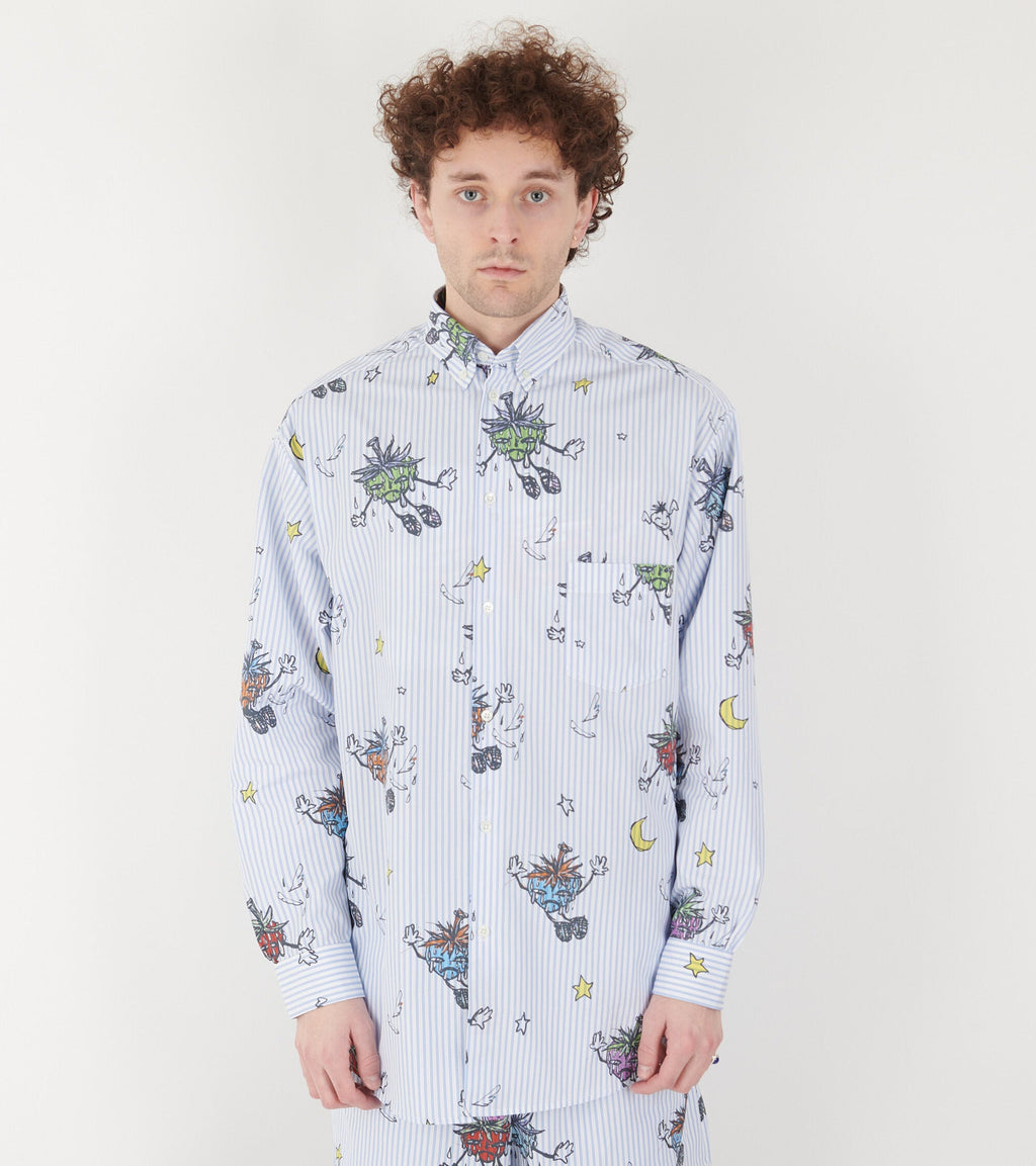 Strawbabies Button Down Shirt Blue/White