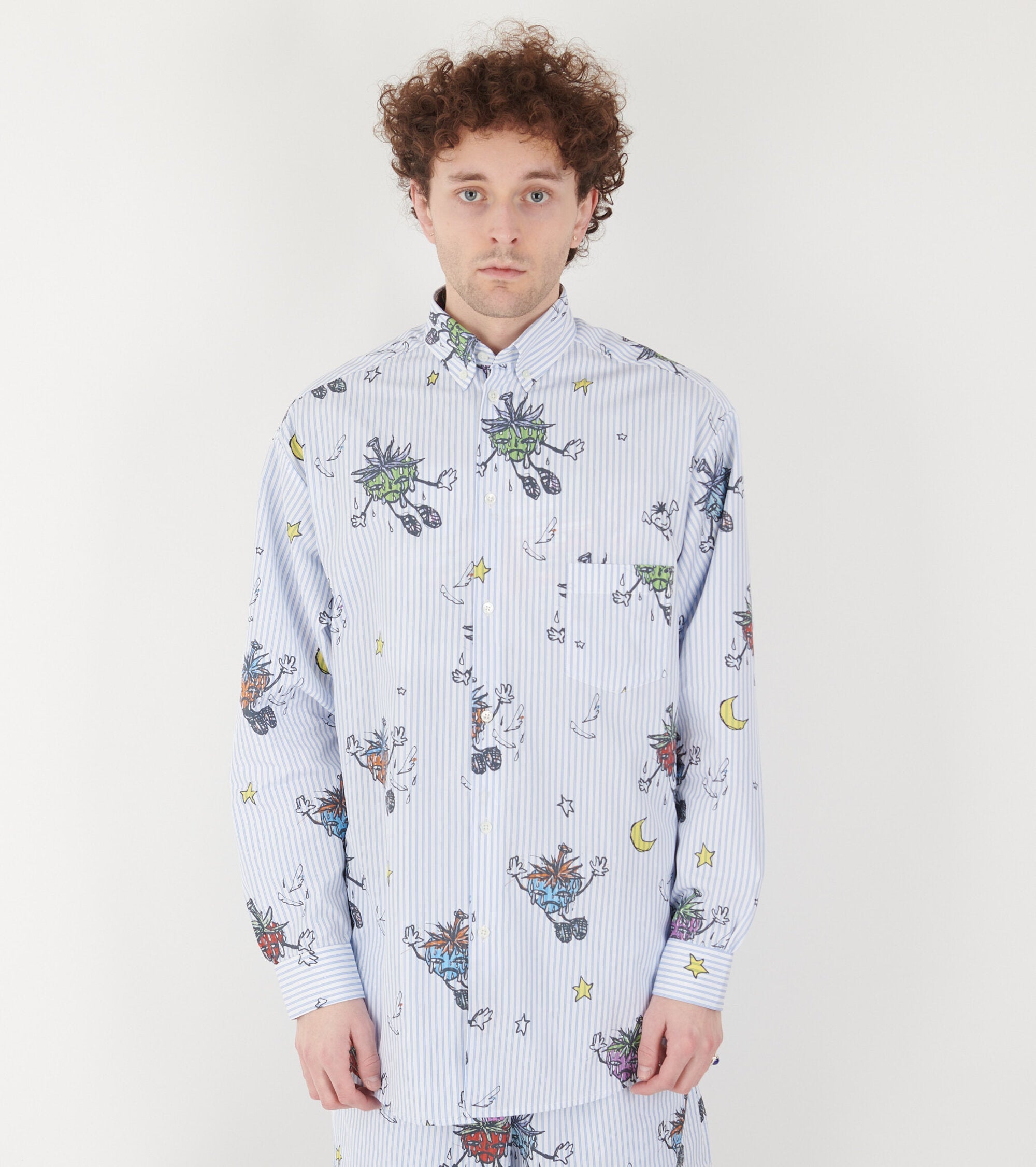 Strawbabies Button Down Shirt Blue/White