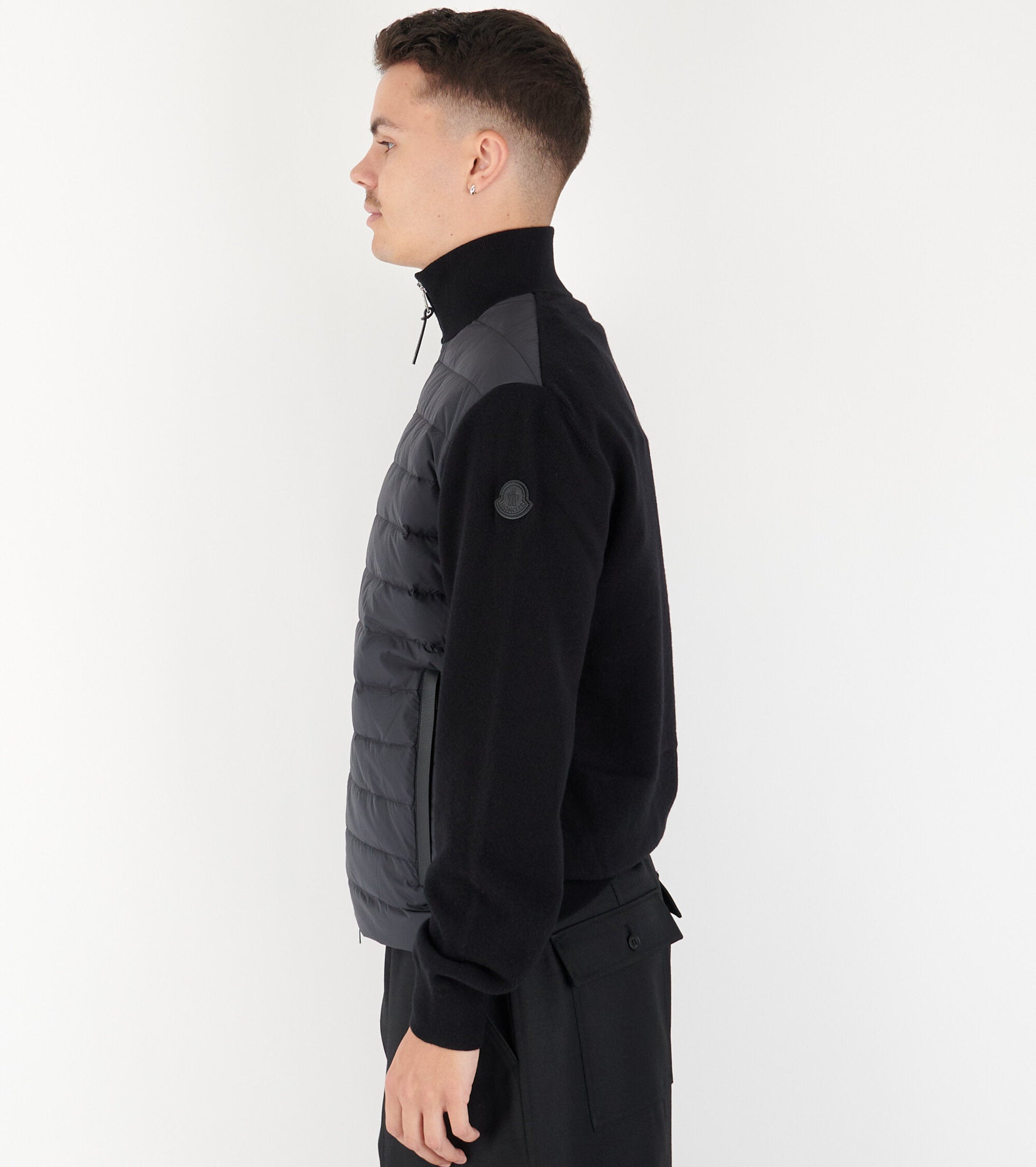 Padded Cashmere Cardigan Black