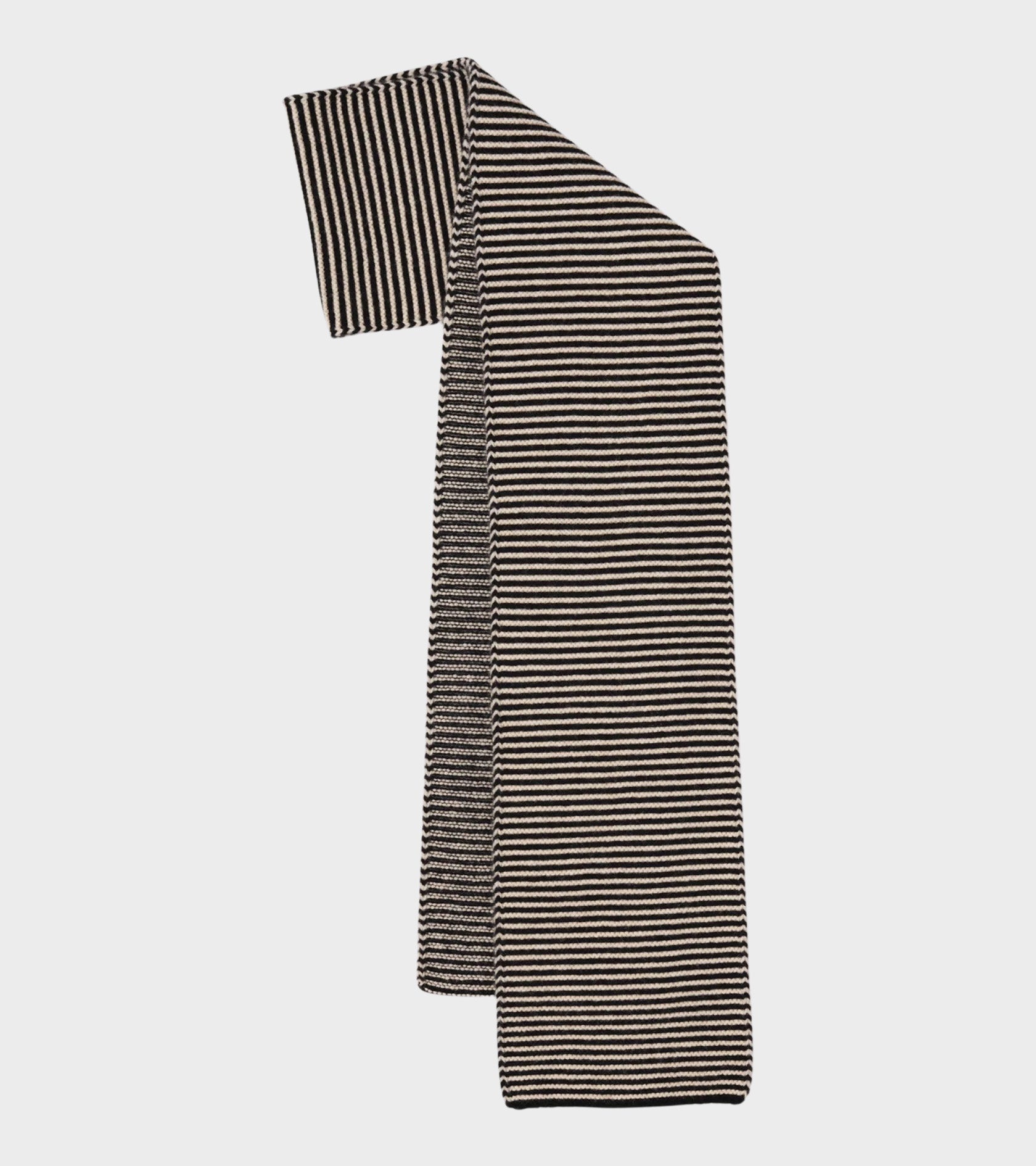 Large Striped Garter Stitch Scarf Black/Oatmeal