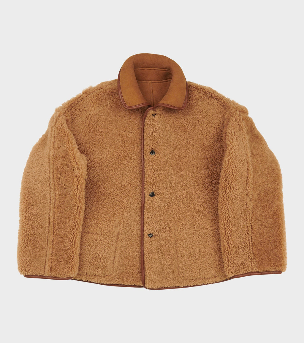 Suede Back Curly Hair Avis Jacket Tan