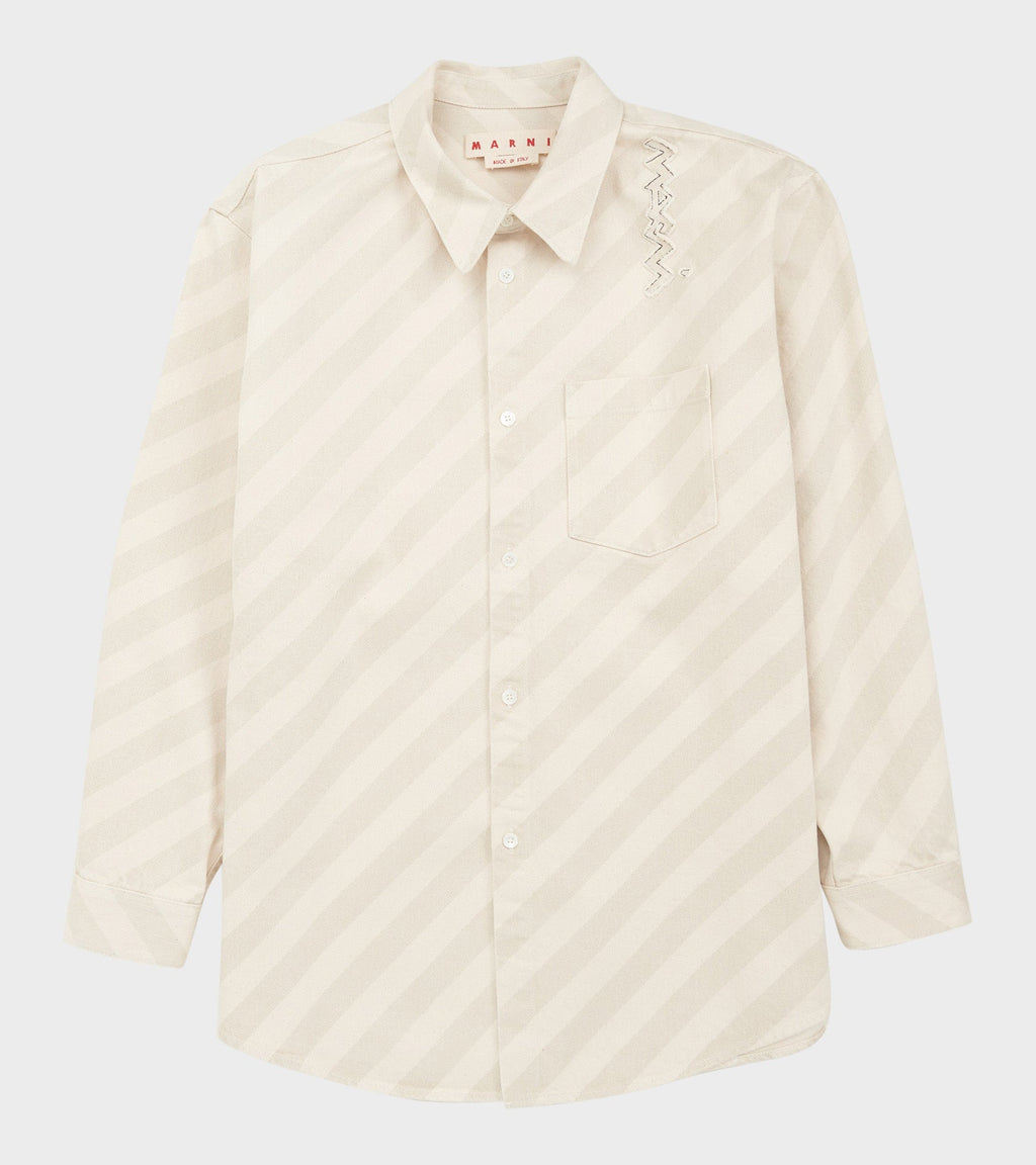 Striped Washed Denim Overshirt Bone