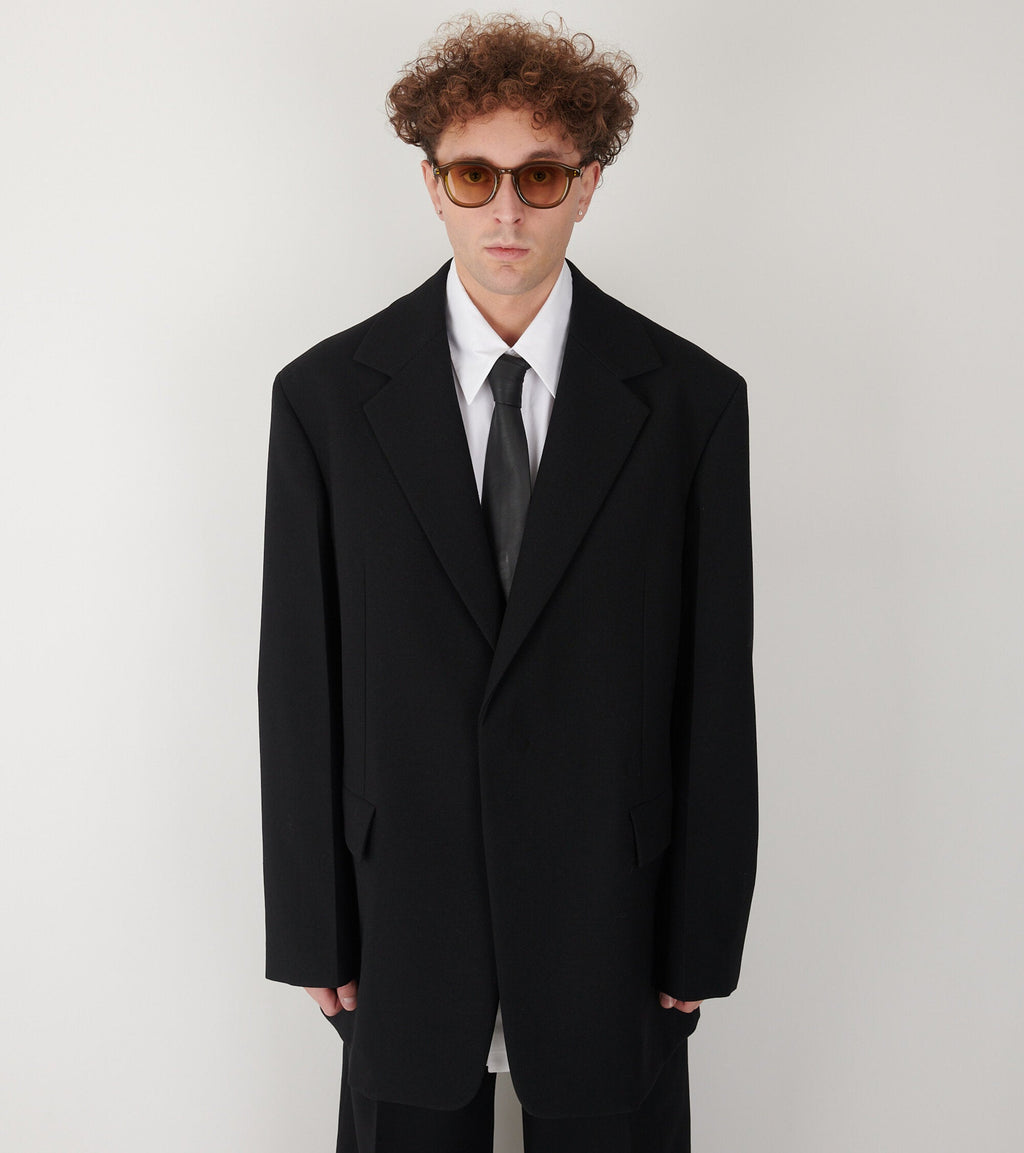 Textured Wool Blazer Black