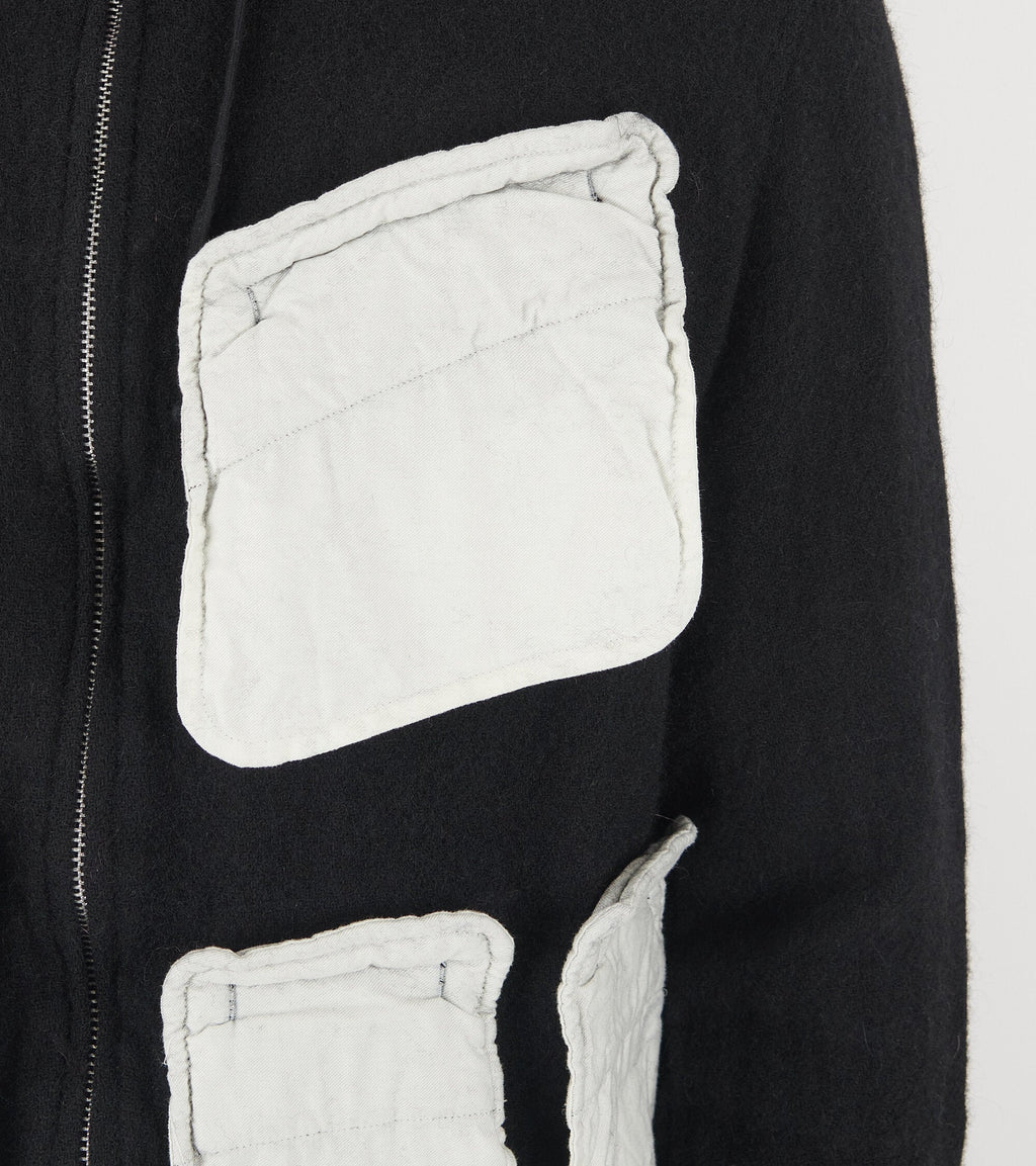 Wool Pocket Hoodie Black