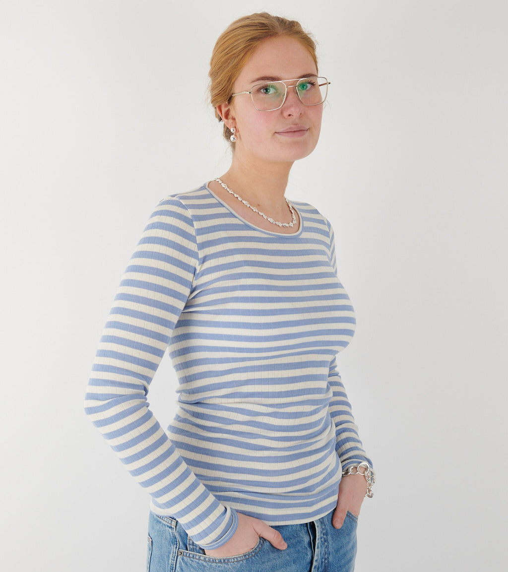 101 Rib Broadway Light Blue/Ecru