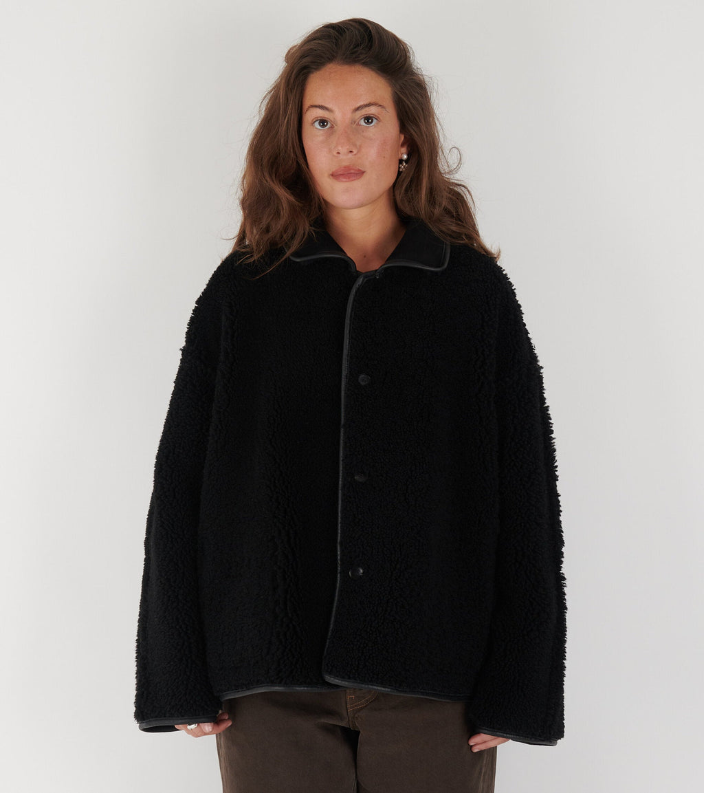 Suede Back Curly Hair Avis Jacket Black