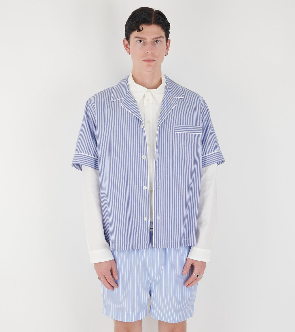 Wall Street Short Sleeve Shirt Blue Stripes One