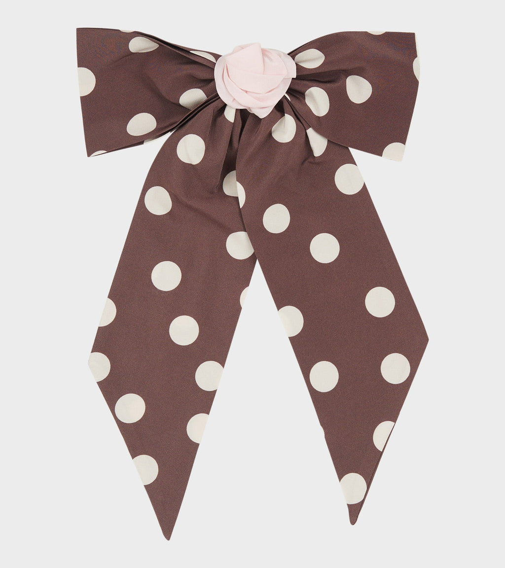 Caro Bow Brown w. Cream Dots