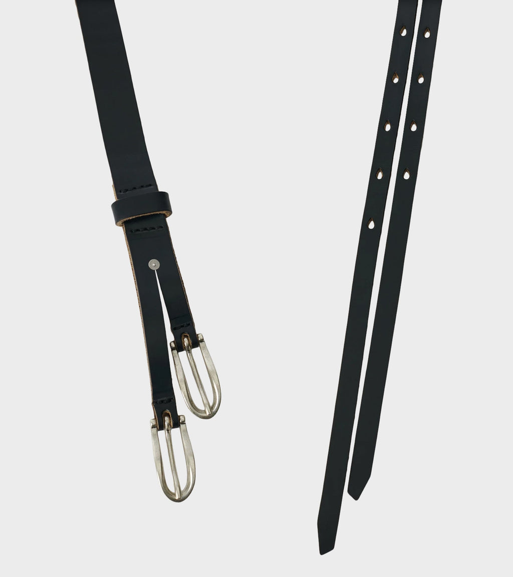 Twin Tongue Belt Black Chromexcel Leather