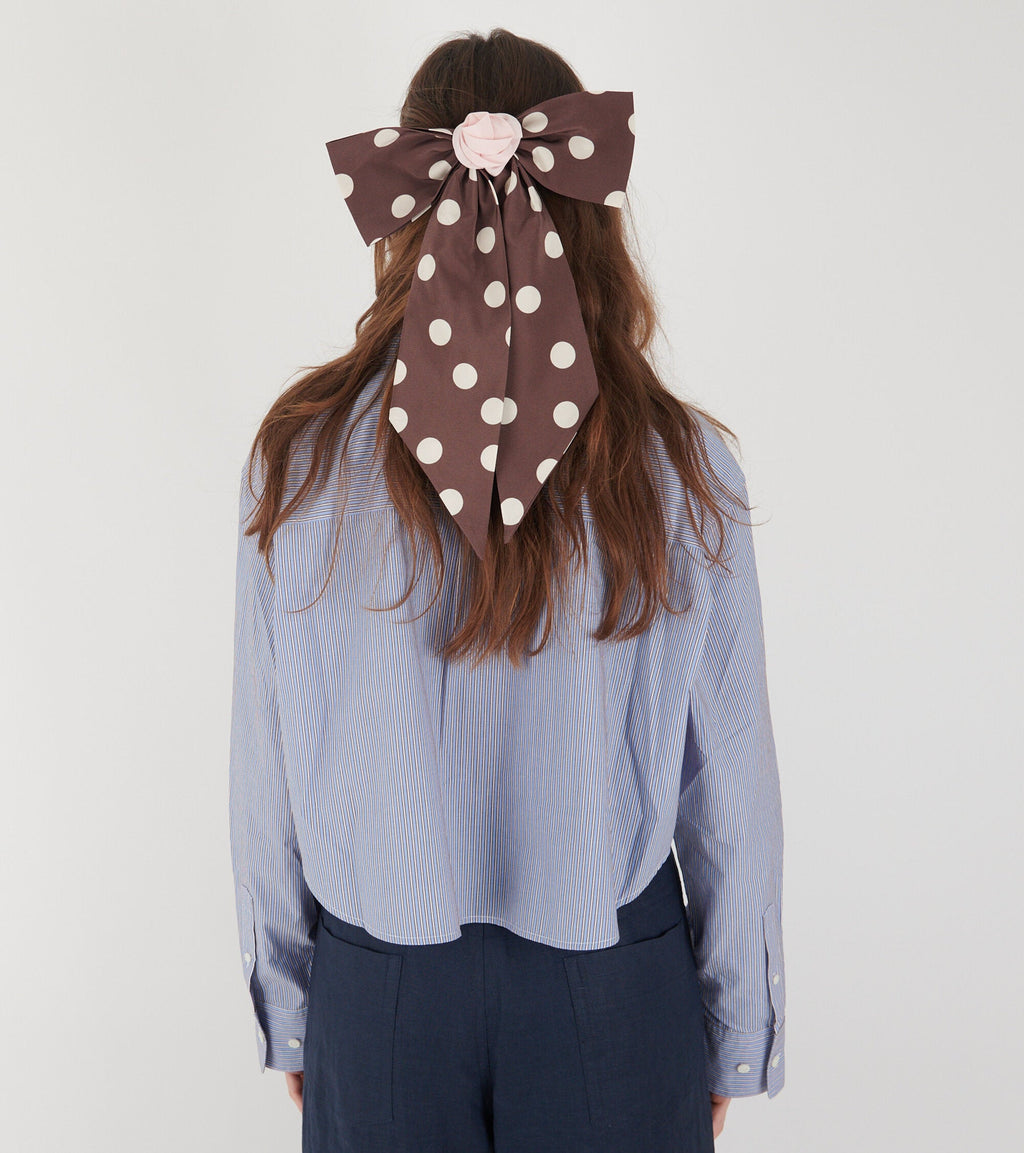 Caro Bow Brown w. Cream Dots