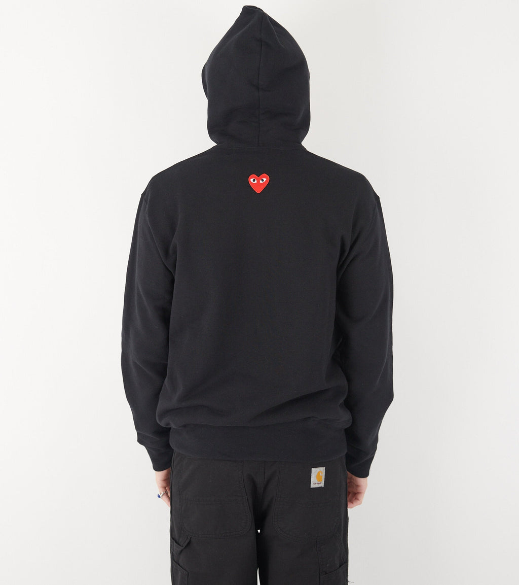U Backside Red Heart Hoodie Black
