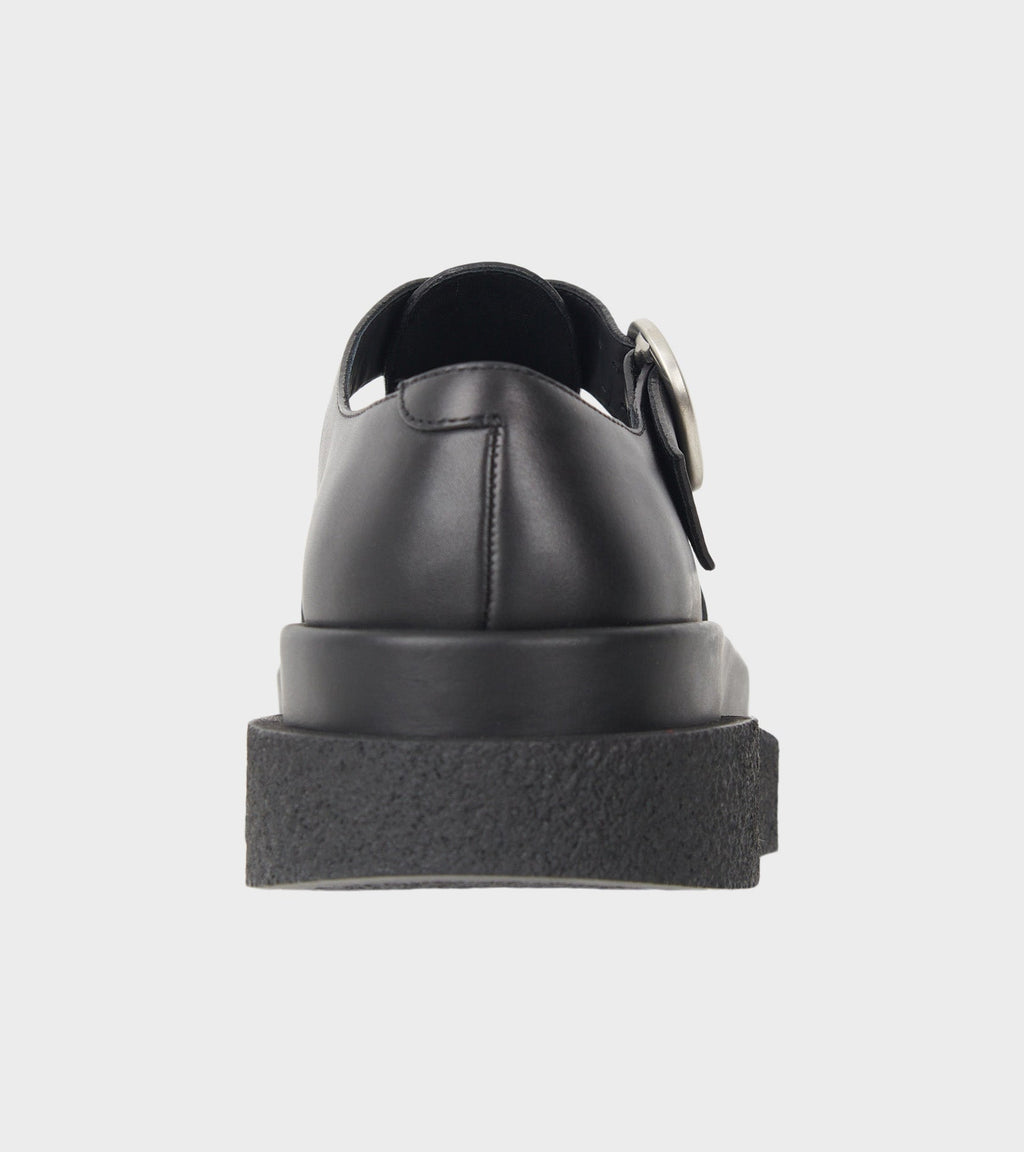 Semi-Shiny Calf Leather Sandal Black