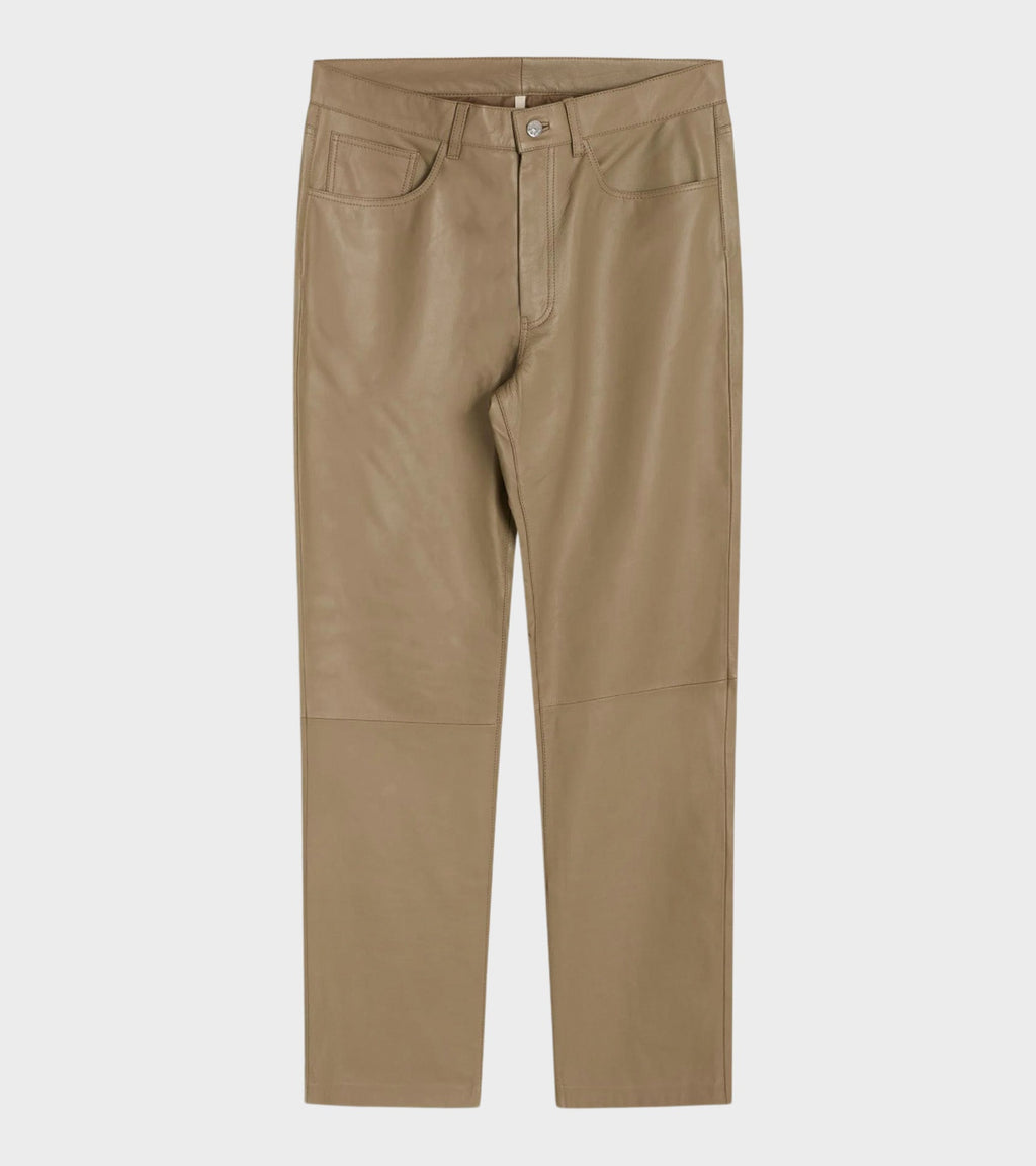 Loose Jeans Leather Khaki