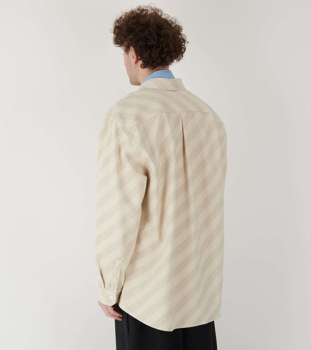 Striped Washed Denim Overshirt Bone
