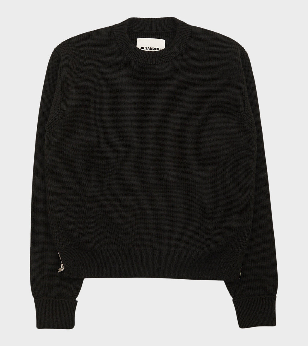 Pure Wool Zip Knit Black