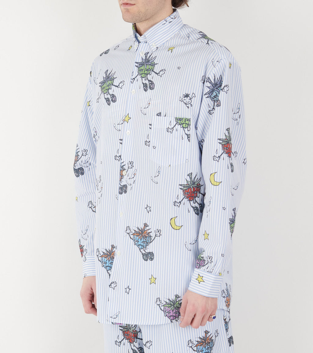 Strawbabies Button Down Shirt Blue/White