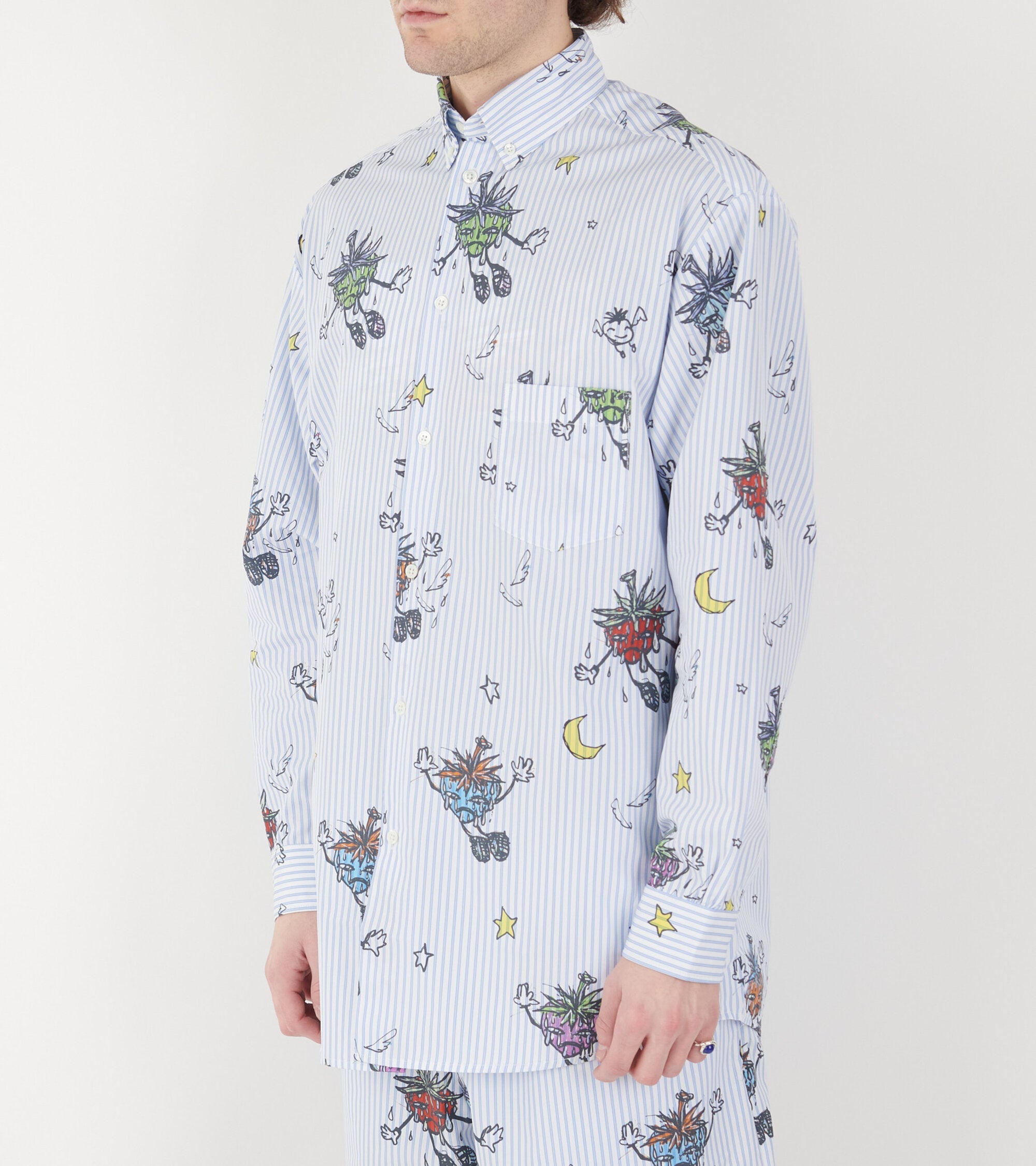 Strawbabies Button Down Shirt Blue/White