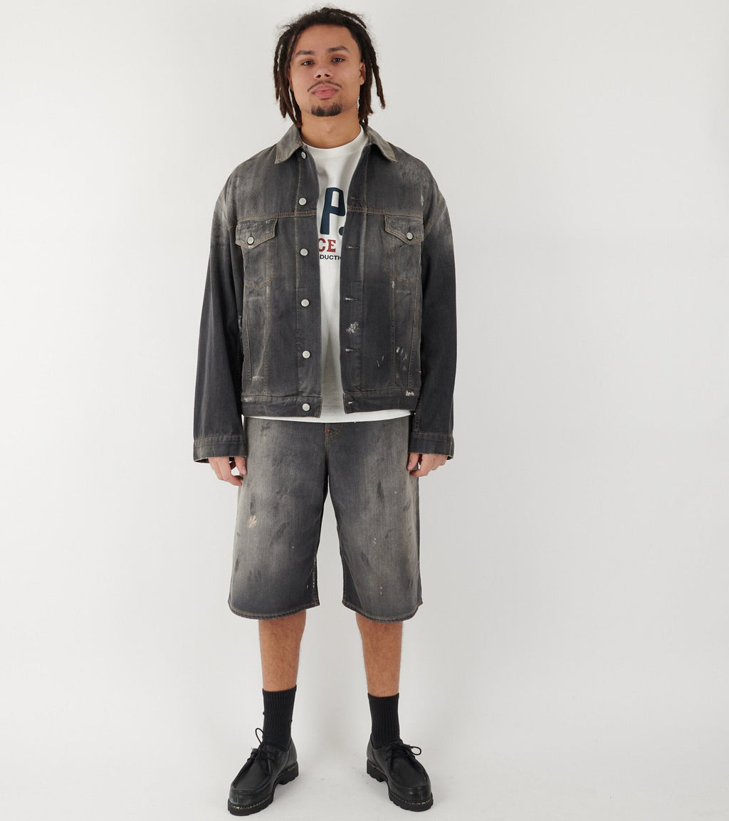 Distressed Baggy Denim Shorts Black