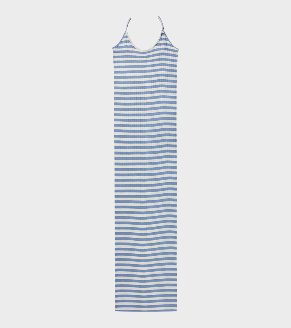 101 Strap Rib Dress Light Blue/Ecru