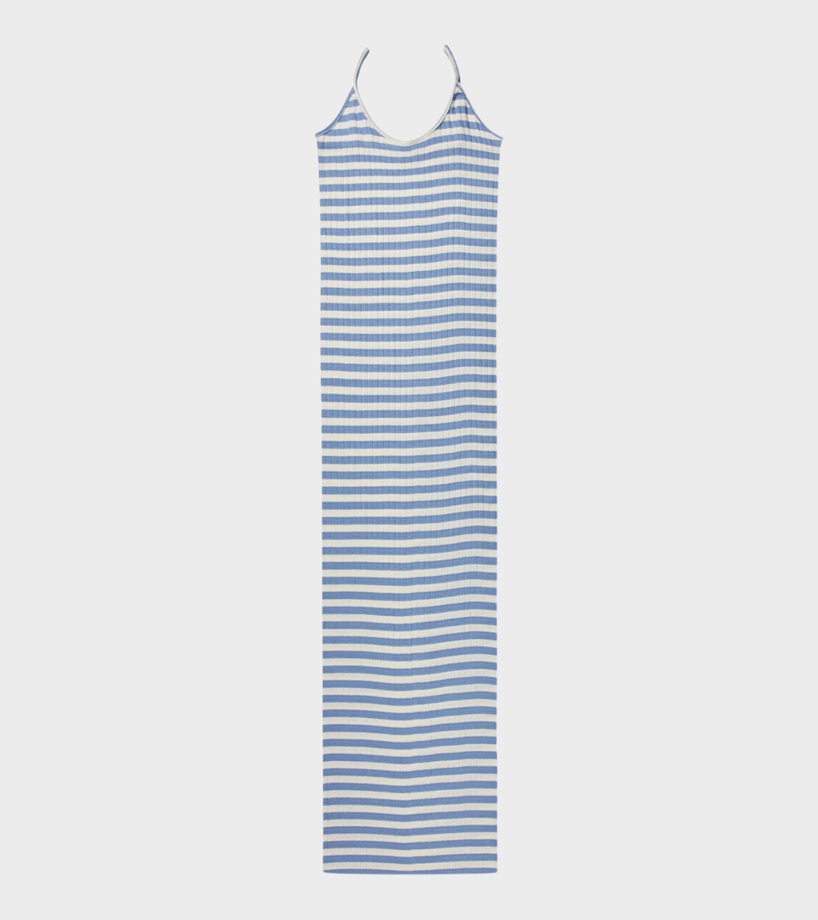 101 Strap Rib Dress Light Blue/Ecru