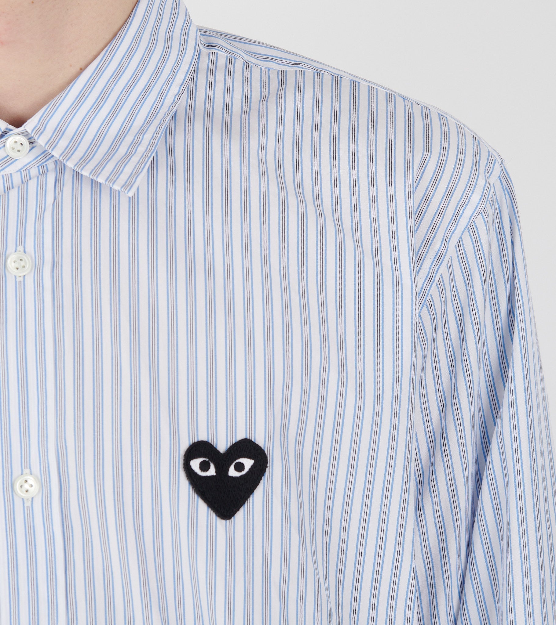 U Black Heart Striped Shirt Blue/White