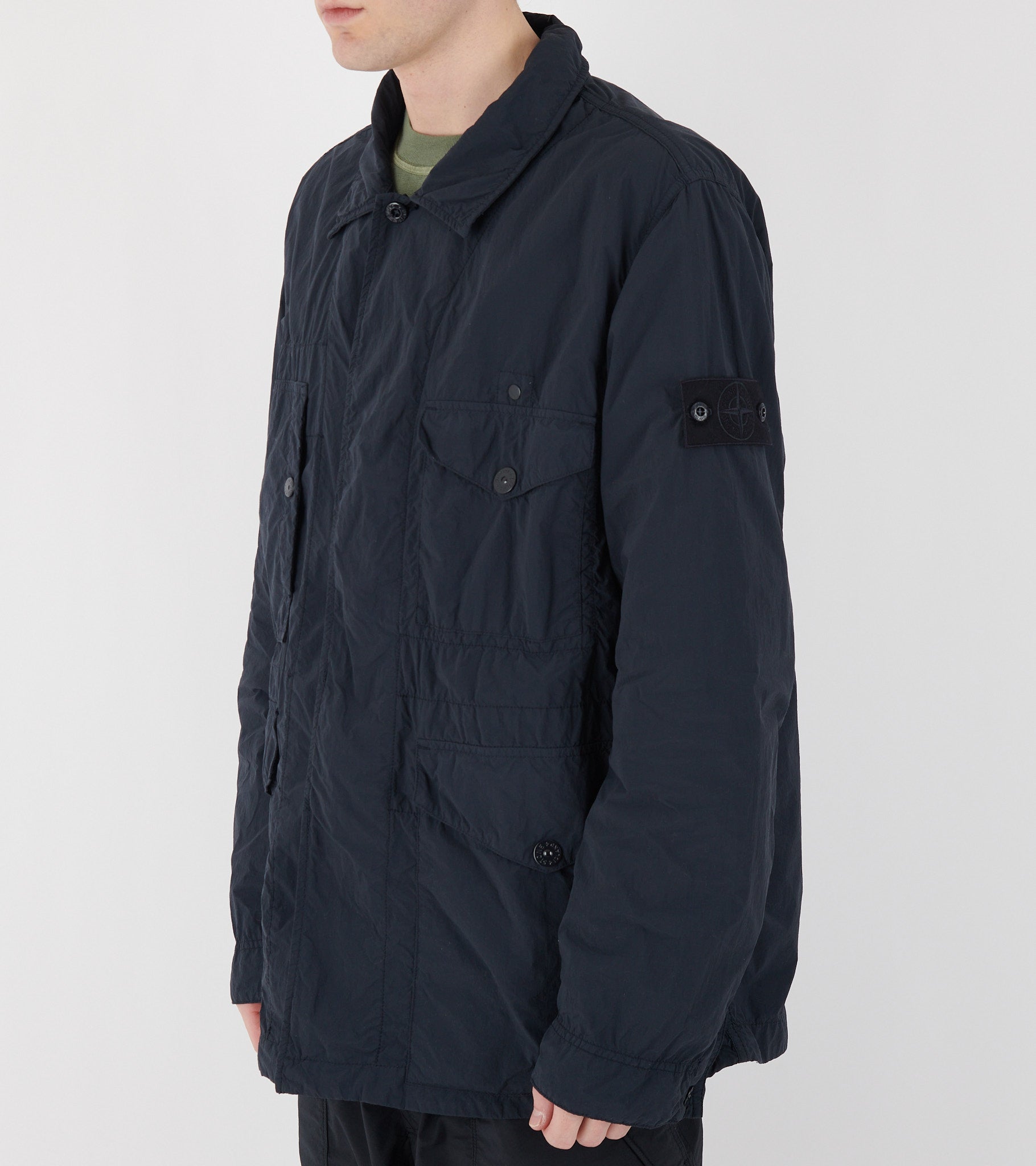 Nylon Smerigliato Ghost Piece Overshirt Navy