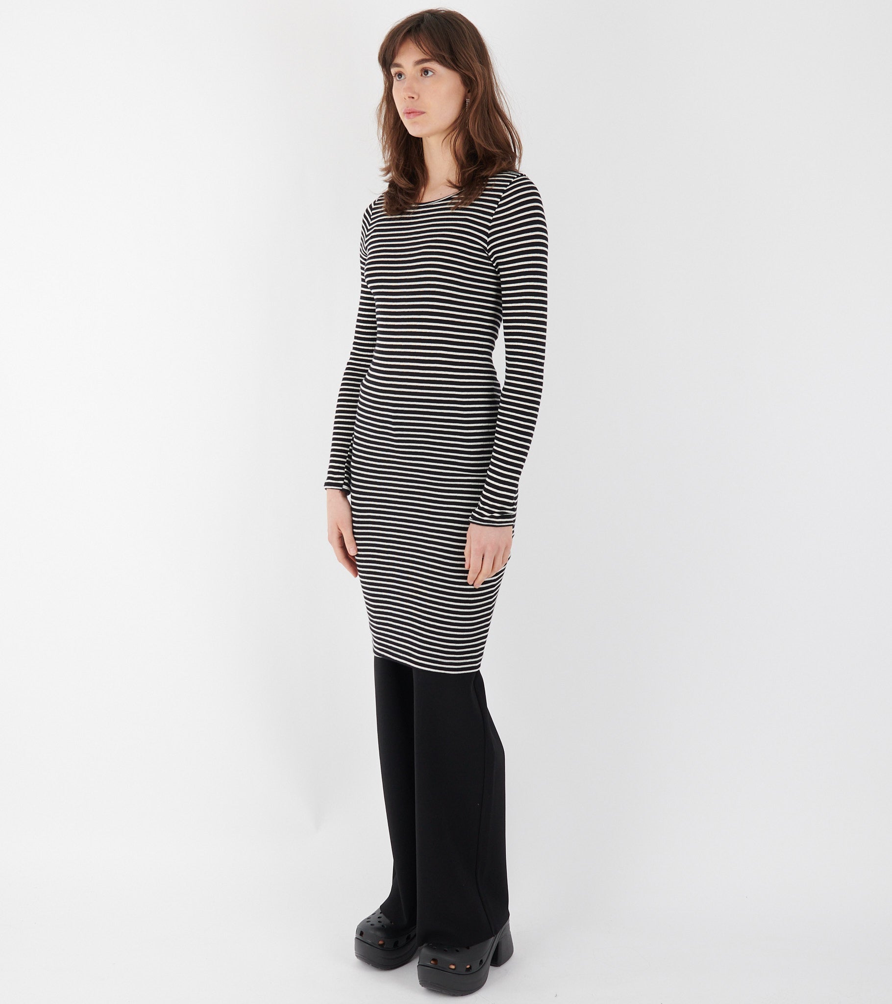 101 John Rib Dress Black/Ecru