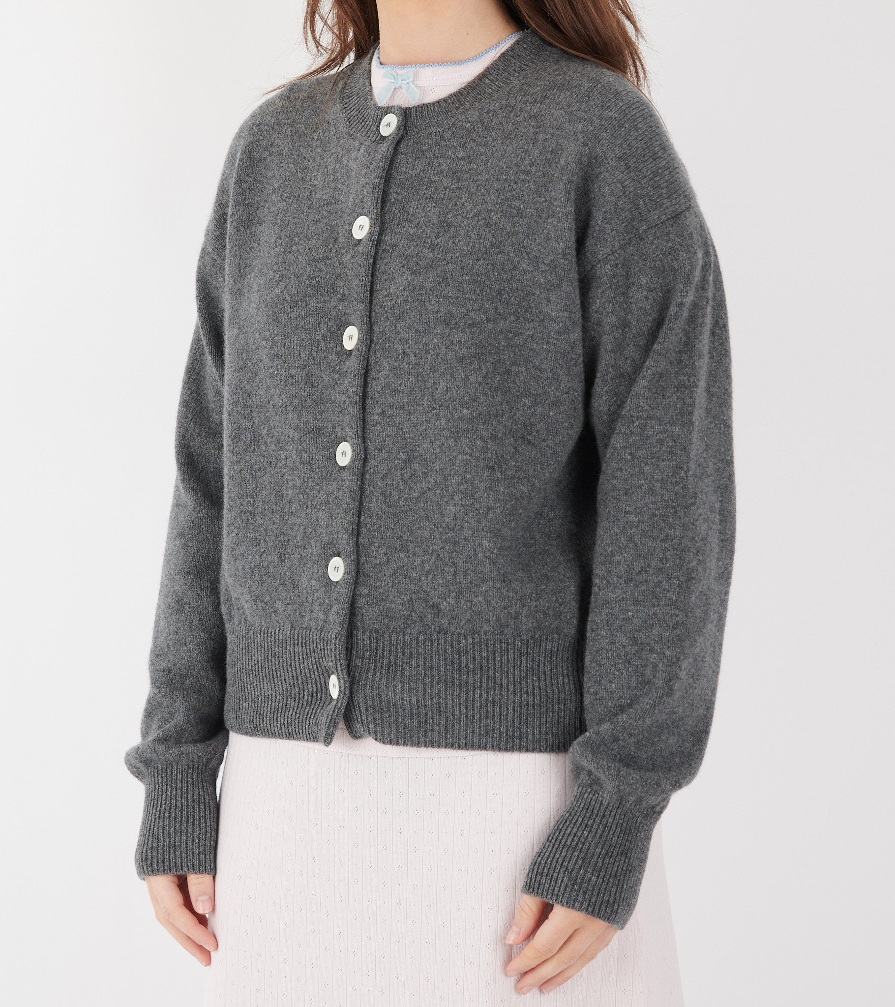 Ada Crewneck Cardigan Derby Grey