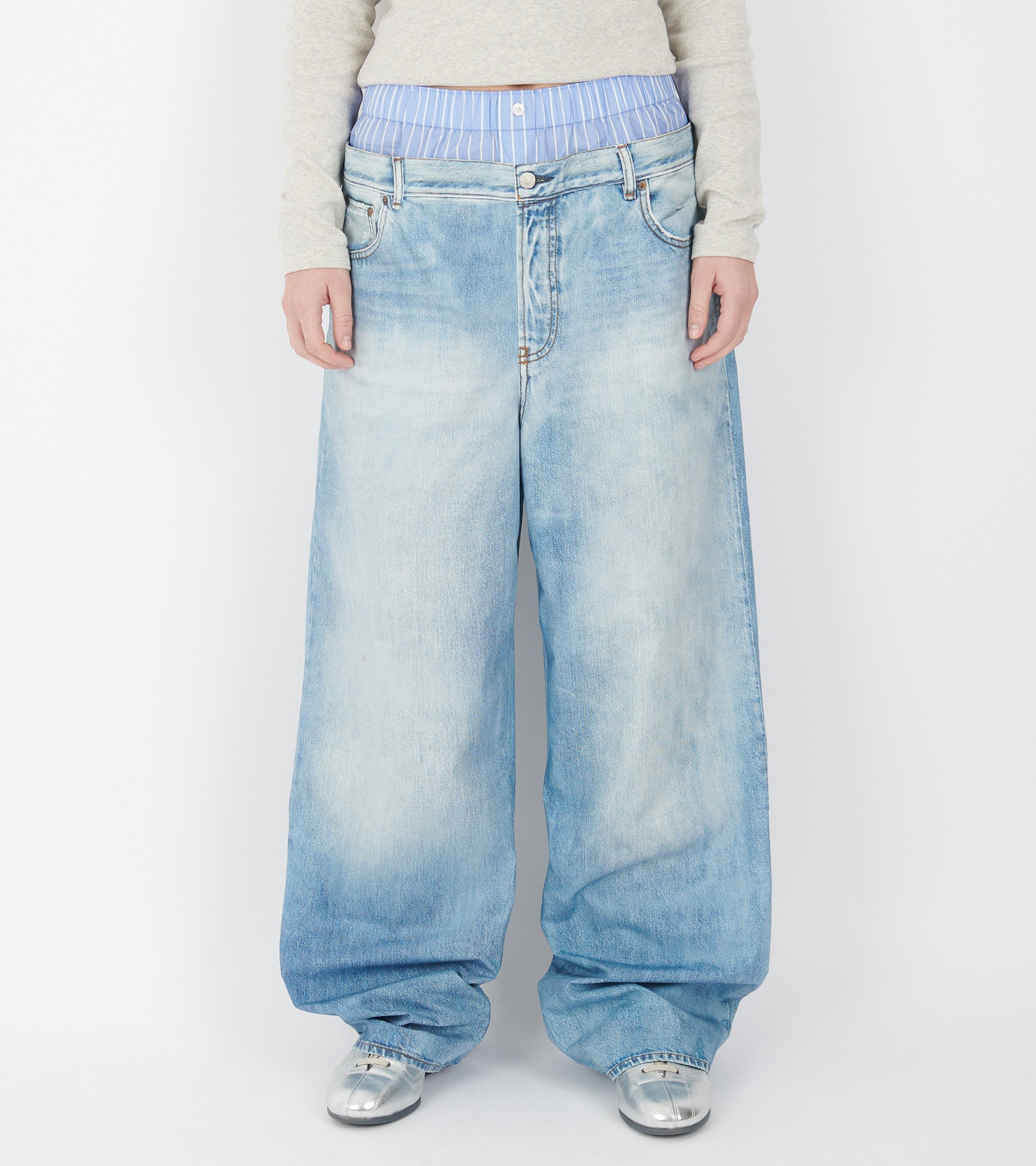Printed Trousers Light Blue