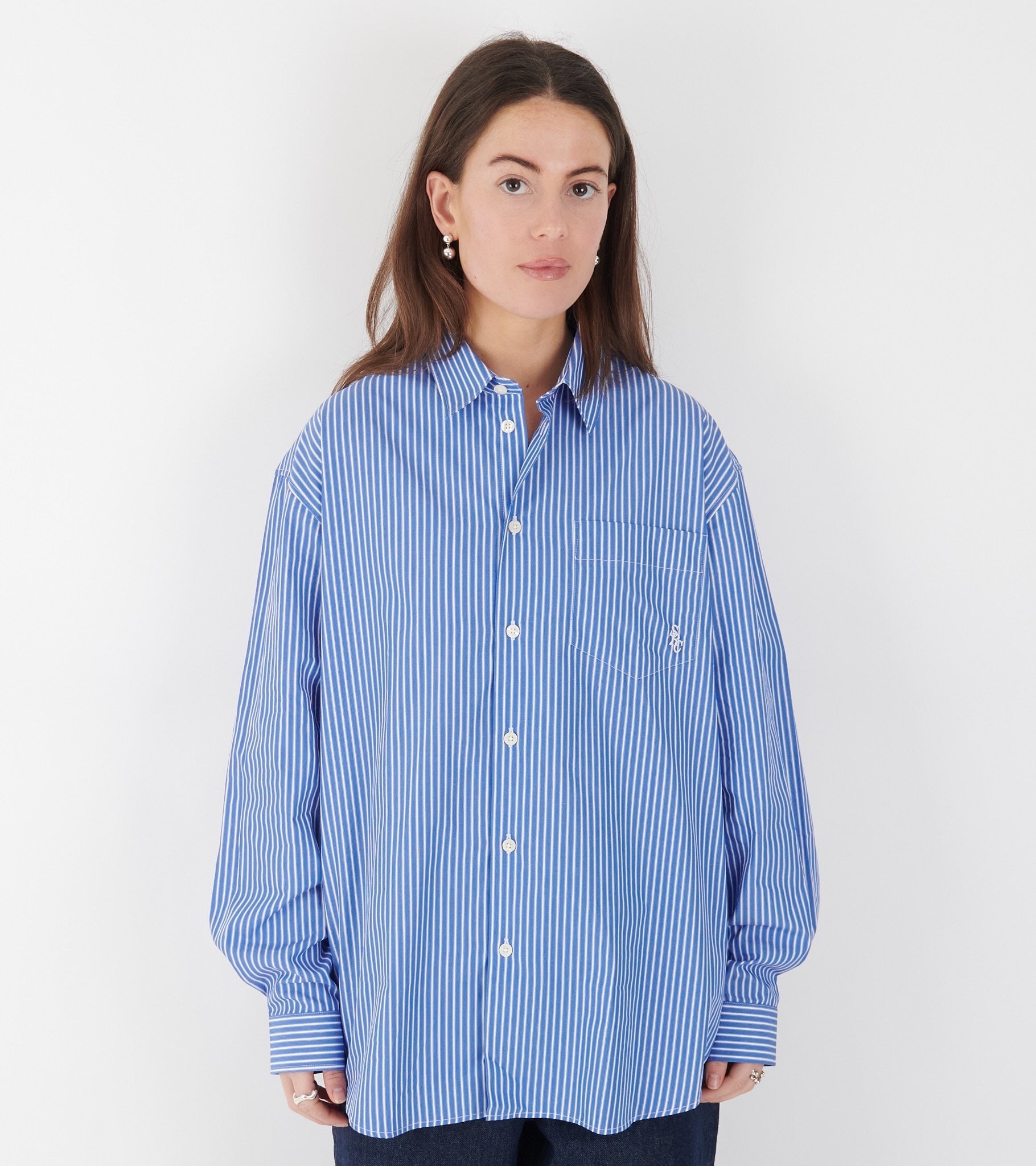 Oversized Shirt Blue Striped