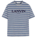 Lanvin Blue Striped Embroidered Logo T-Shirt