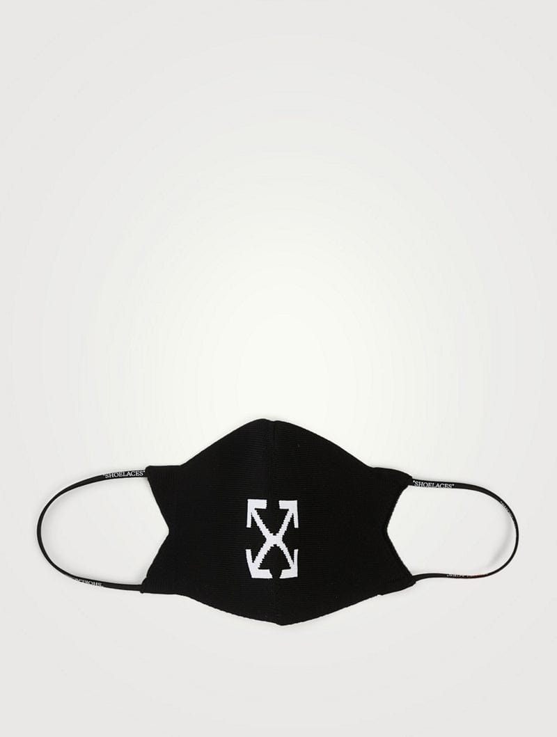 OFF WHITE NYLON KNIT FACE MASK ARROW