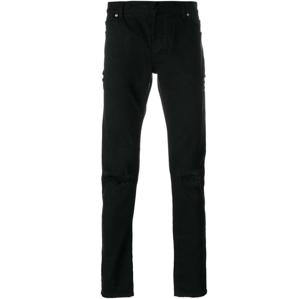 Balmain Slim Fit Ripped Black Jeans