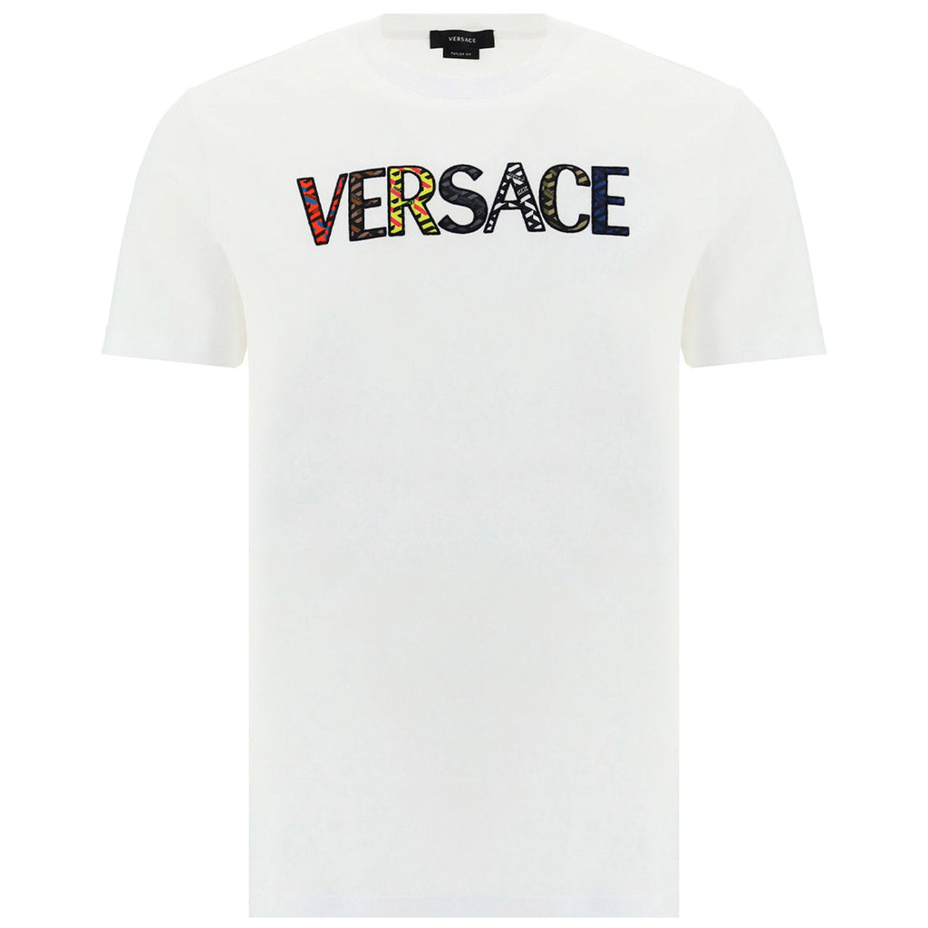 Versace White Embroidered Logo T-Shirt